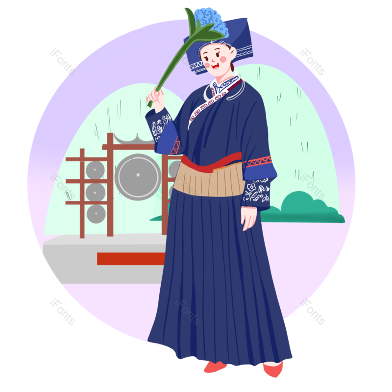 少数民族图片,插画元素,卡通人物PNG,手绘免抠素材